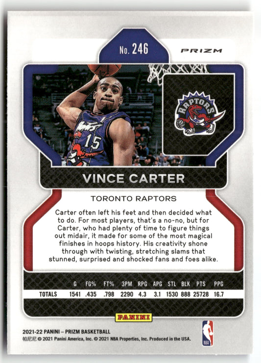 Basketball NBA Vince Carter 2021-22 Panini Prizm Basketball #246 Red White Blue Prizm Toronto Raptors Trading Card Original