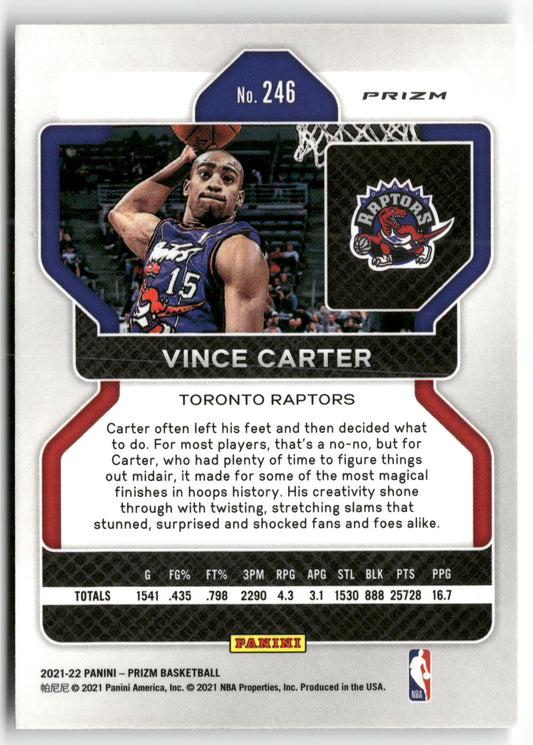 Basketball NBA Vince Carter 2021-22 Panini Prizm #246 Silver Prizm Toronto Raptors Trading Card Original