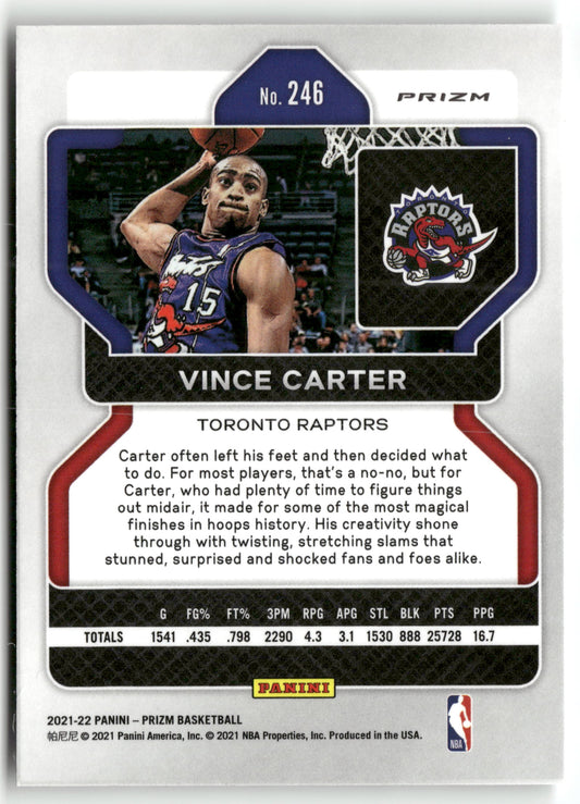 Basketball NBA Vince Carter 2021-22 Panini Prizm Basketball #246 Cracked Ice Prizm Toronto Raptors Trading Card Original