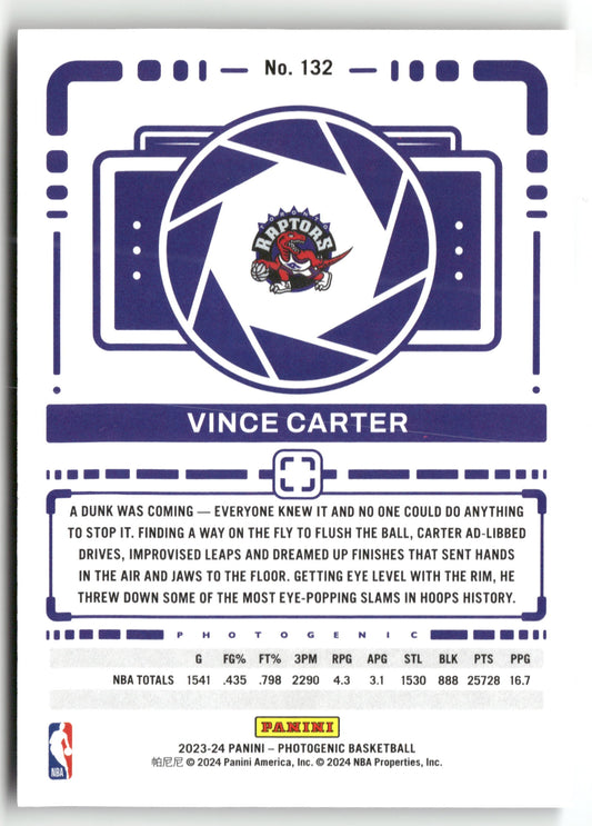 Basketball NBA Vince Carter 2023-24 Panini Photogenic Basketball #132 Toronto Raptors Trading Card Original