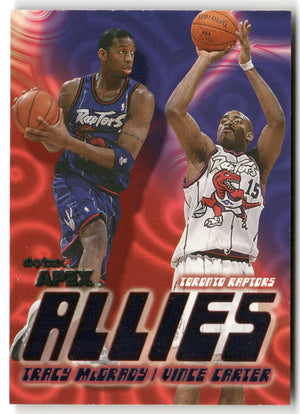 Basketball NBA Tracy McGrady / Vince Carter 1999-00 SkyBox Apex #7 of 15 A Allies Insert Toronto Raptors Trading Card Original