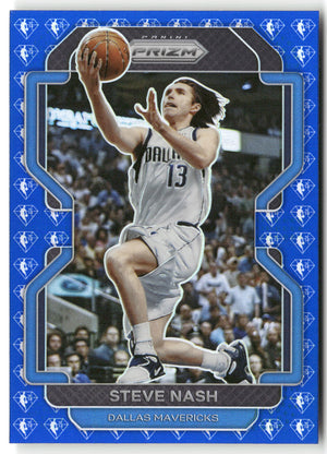 Basketball NBA Steve Nash 2021-22 Panini Prizm Basketball #264 75th Anniversary NBA Diamond Blue Insert Dallas Mavericks Trading Card Original