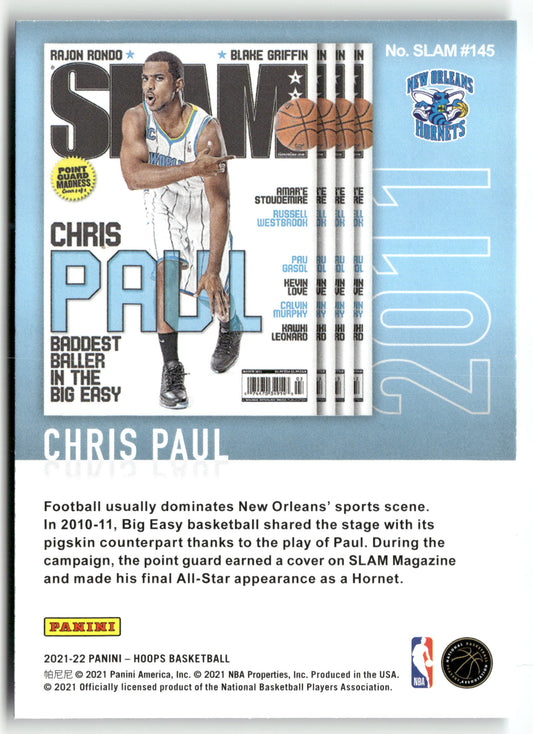 Basketball NBA Chris Paul 2021-22 Panini Hoops Basketball #SLAM #145 Light Blue Rainbow Foil New Orleans Hornets Trading Card Original
