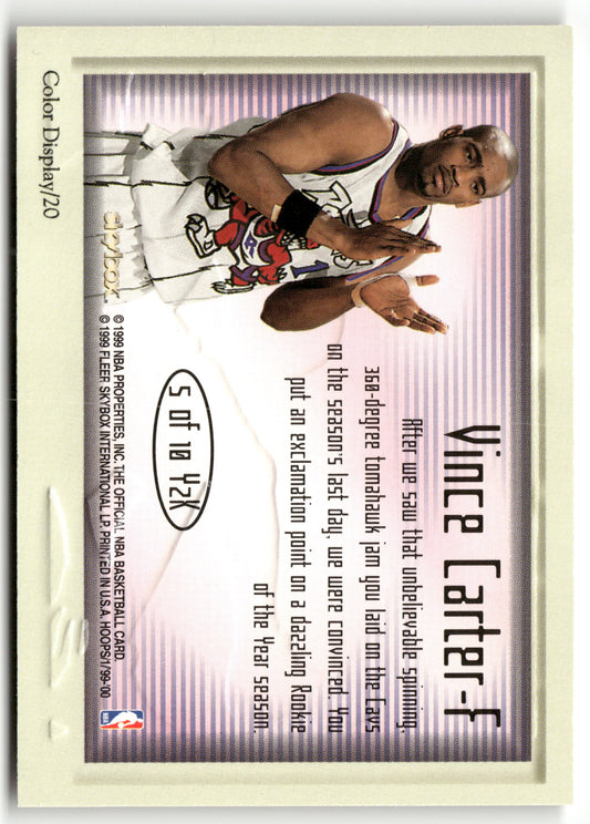 Basketball NBA Vince Carter 1999-00 NBA Hoops Skybox #5 of 10 Y2k Corps Insert Toronto Raptors Trading Card Original