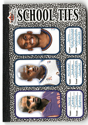 Basketball NBA Vince Carter / Michael Jordan / Jerry Stackhouse 2002-03 Fleer Tradition #7 of 10ST School Ties Insert Toronto Raptors / Washington Wizards Trading Card Original