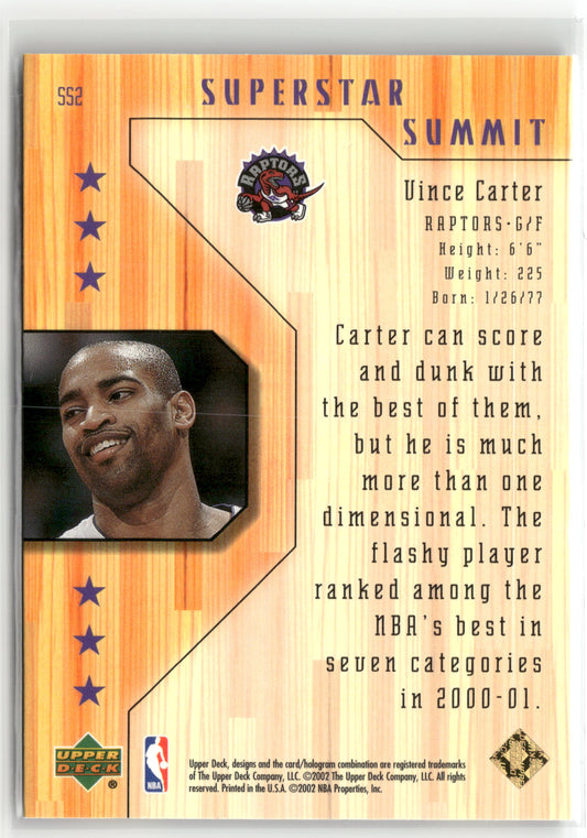 Basketball NBA Vince Carter 2001-02 Upper Deck Superstar Summit #SS2 Toronto Raptors Trading Card Original