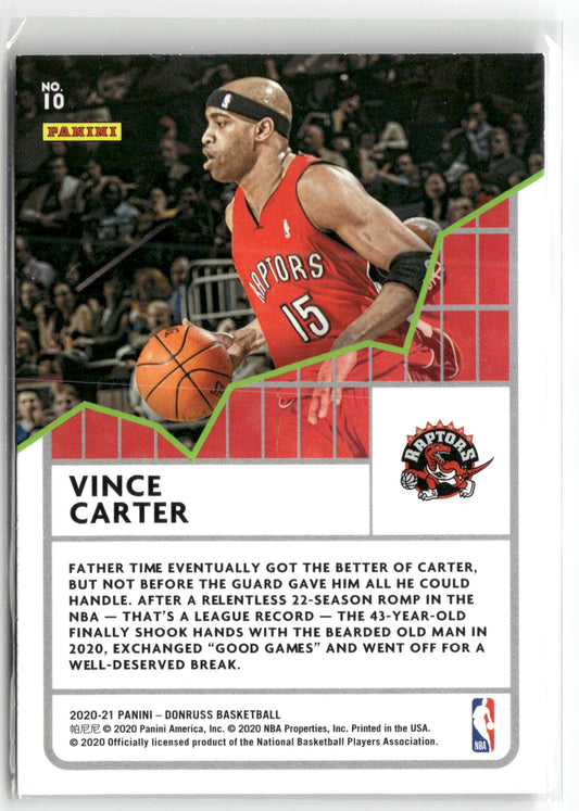 Basketball NBA Vince Carter 2020-21 Panini Donruss Basketball #10 League Leaders Toronto Raptors Trading Card Original