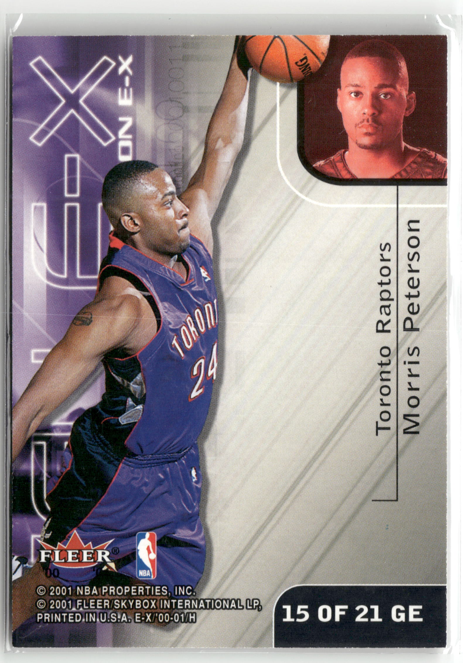 Basketball NBA Vince Carter E-X Generation E-X 2000-01 #15 OF 21 GE Toronto Raptors Trading Card Original