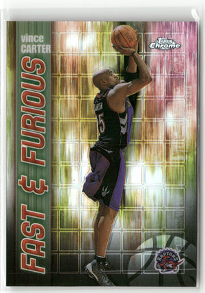 Basketball NBA Vince Carter 2001-02 Topps Chrome #FF04 Fast & Furious Refractor Toronto Raptors Trading Card Original