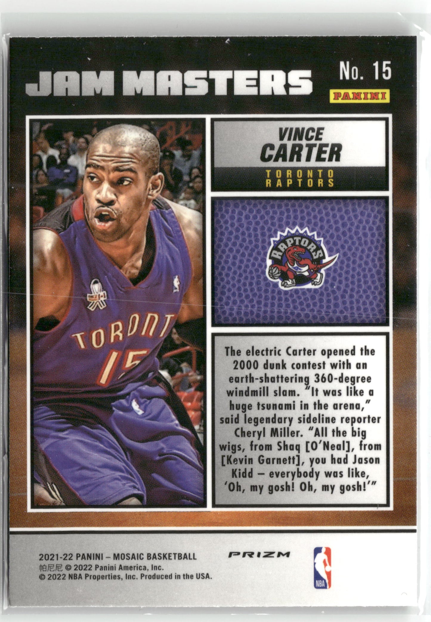 Basketball NBA Vince Carter 2021-22 Panini Mosaic Basketball #15 Jam Masters Green Toronto Raptors Trading Card Original