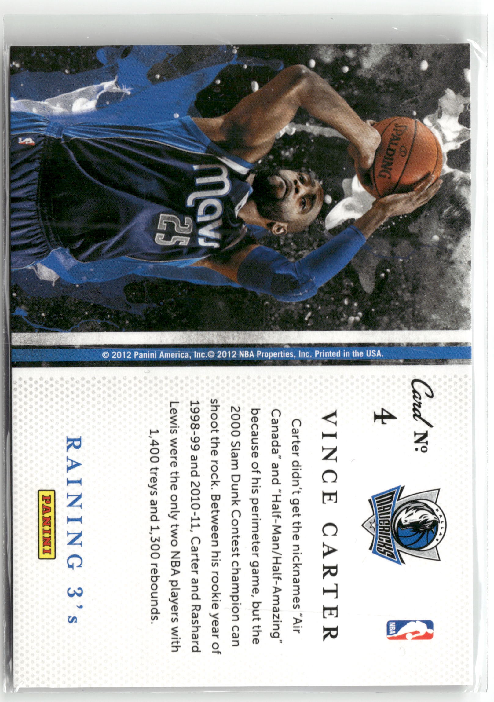 Basketball NBA Vince Carter 2012-13 Panini Past & Present Basketball #4 Dallas Mavericks Trading Card Original
