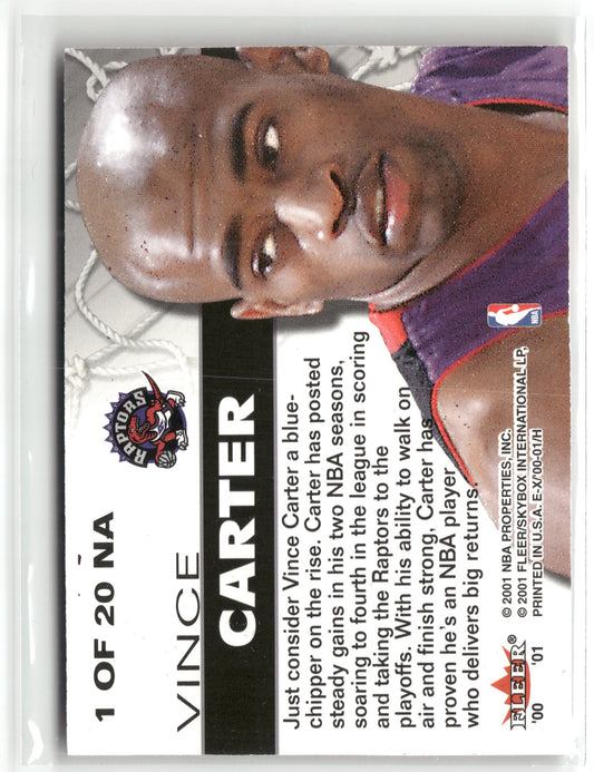 Basketball NBA Vince Carter 2000-01 Fleer E-X #1 of 20 NA Net Assets Toronto Raptors Trading Card Original
