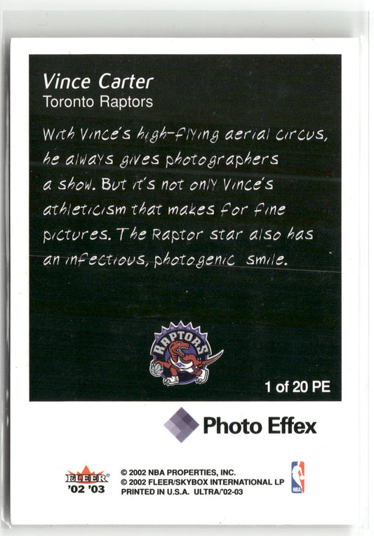 Basketball NBA Vince Carter 2002-03 Fleer Ultra #1 of 20 PE Photo Effex Toronto Raptors Trading Card Original