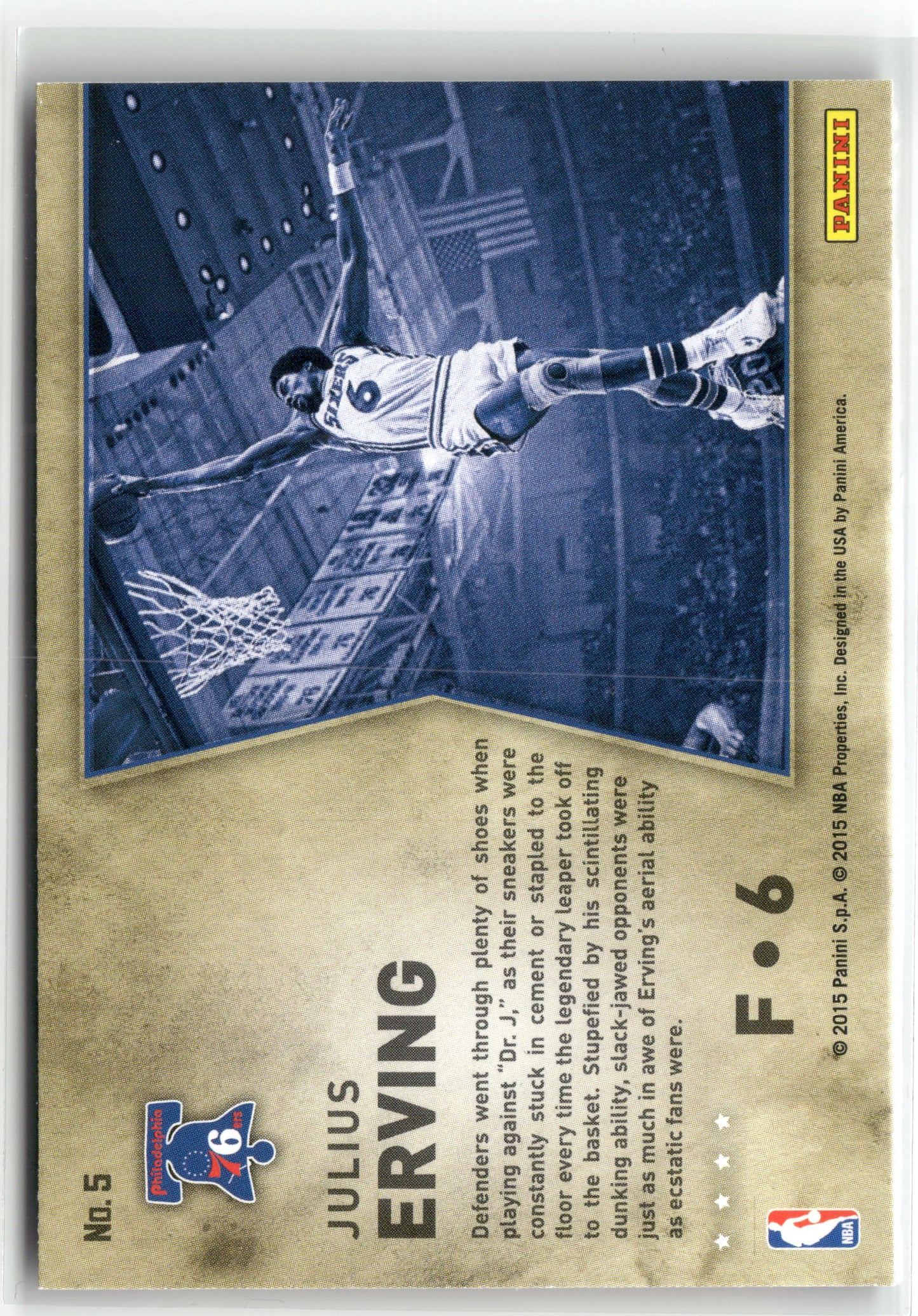 Basketball NBA Julius Erving 2015-16 Panini NBA High Flyers #5 Philadelphia 76ers Trading Card Original