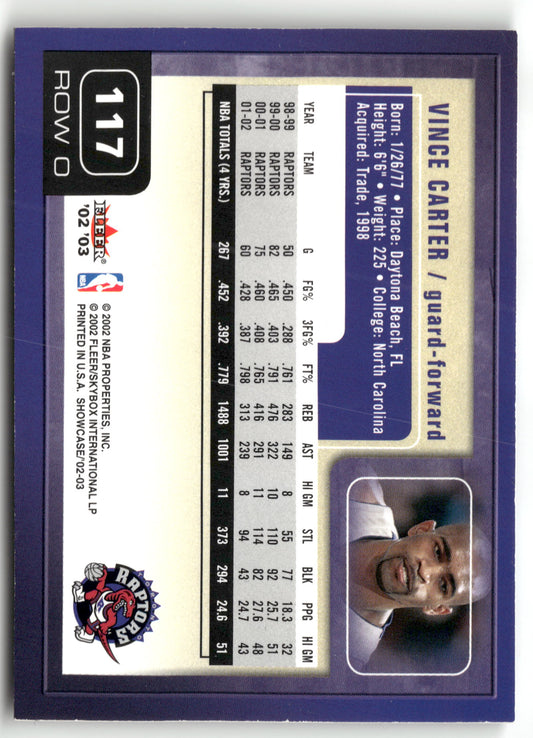 Basketball NBA Vince Carter 2002-03 Fleer NBA Showcase #117 Toronto Raptors Trading Card Original