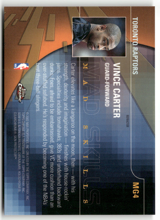 Basketball NBA Vince Carter 2002-03 Topps Chrome Mad Game #MG4 Refractor Toronto Raptors Trading Card Original