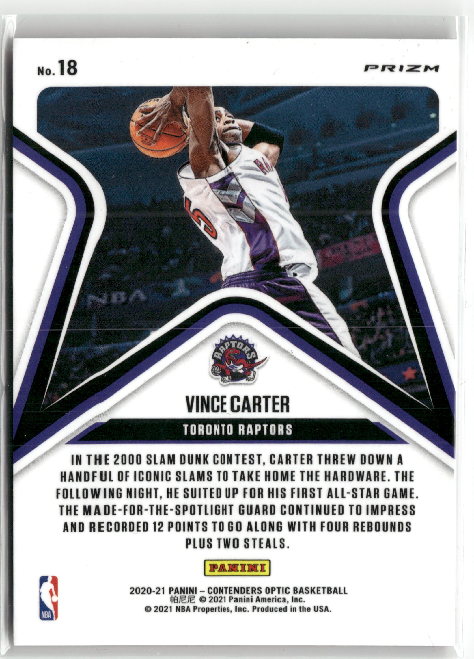 Basketball NBA Vince Carter 2020-21 Panini Contenders Optic Basketball #18 All-Star Aspirations Red Cracked Ice Toronto Raptors Trading Card Original
