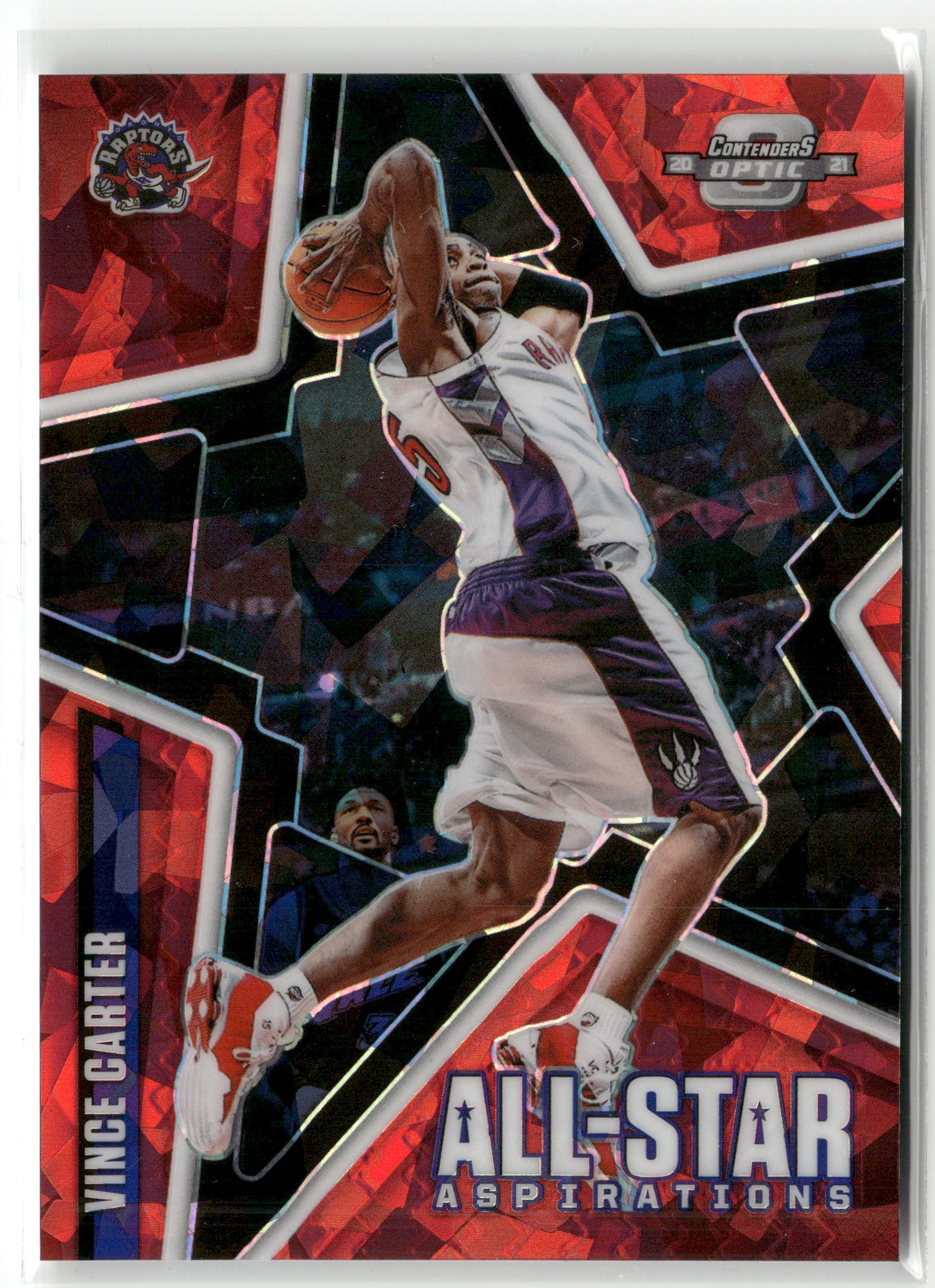 Basketball NBA Vince Carter 2020-21 Panini Contenders Optic Basketball #18 All-Star Aspirations Red Cracked Ice Toronto Raptors Trading Card Original