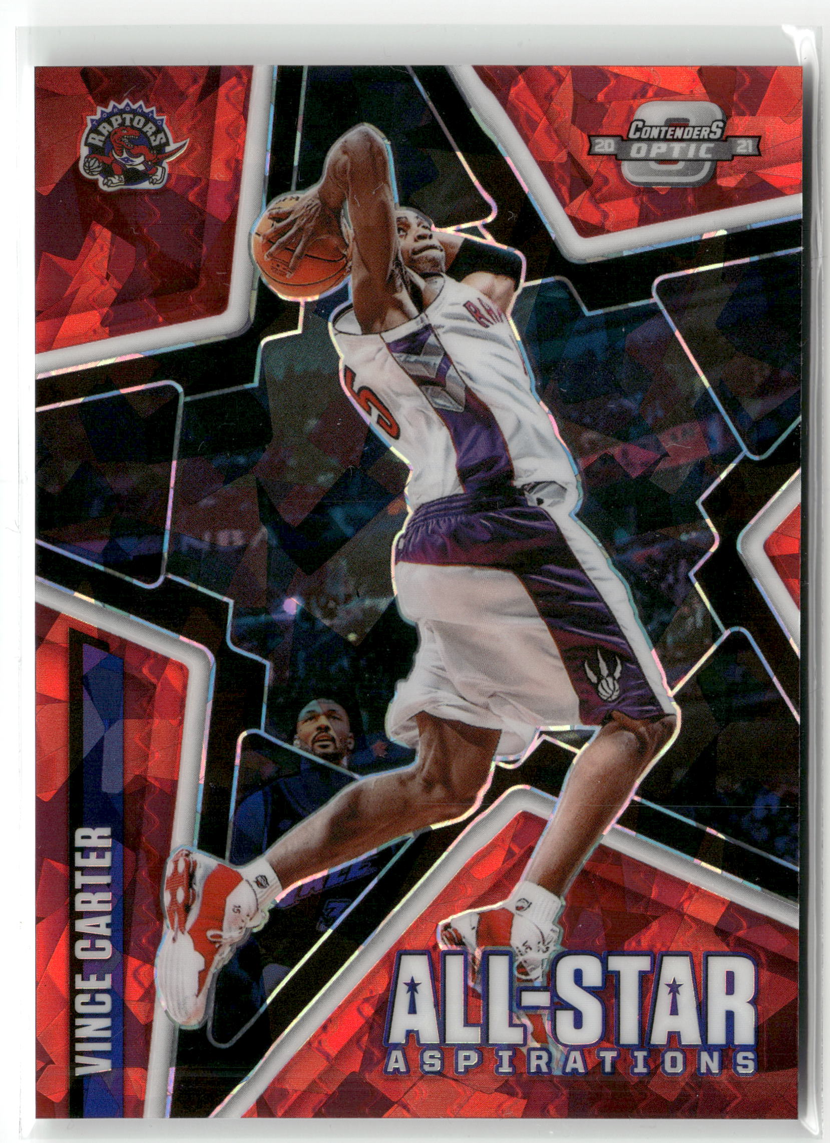 Basketball NBA Vince Carter 2020-21 Panini Contenders Optic Basketball #18 All-Star Aspirations Red Cracked Ice Toronto Raptors Trading Card Original