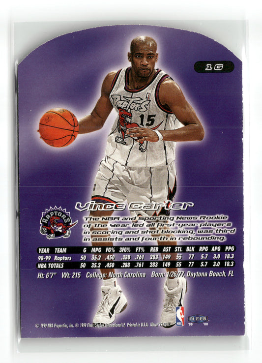 Basketball NBA Vince Carter 1999-00 Fleer Ultra Gold Medallion Edition #16 Gold Medallion Edition (Medallion leicht abgenutzt) Toronto Raptors Trading Card Original