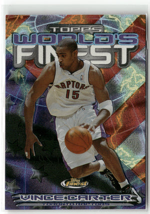 Basketball NBA Vince Carter 2000 Topps Finest World's Finest #WF2 Refractor Toronto Raptors Trading Card Original