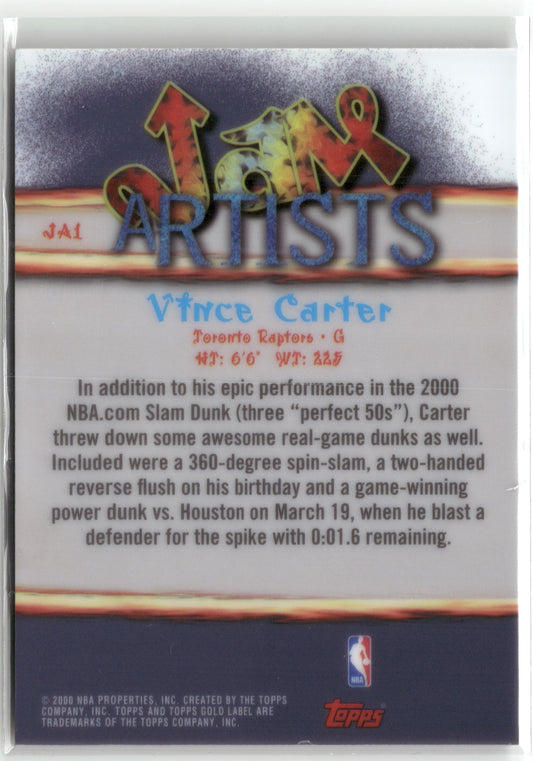 Basketball NBA Vince Carter 2000 Topps Gold Label #JA1 Jam Artists Toronto Raptors Trading Card Original