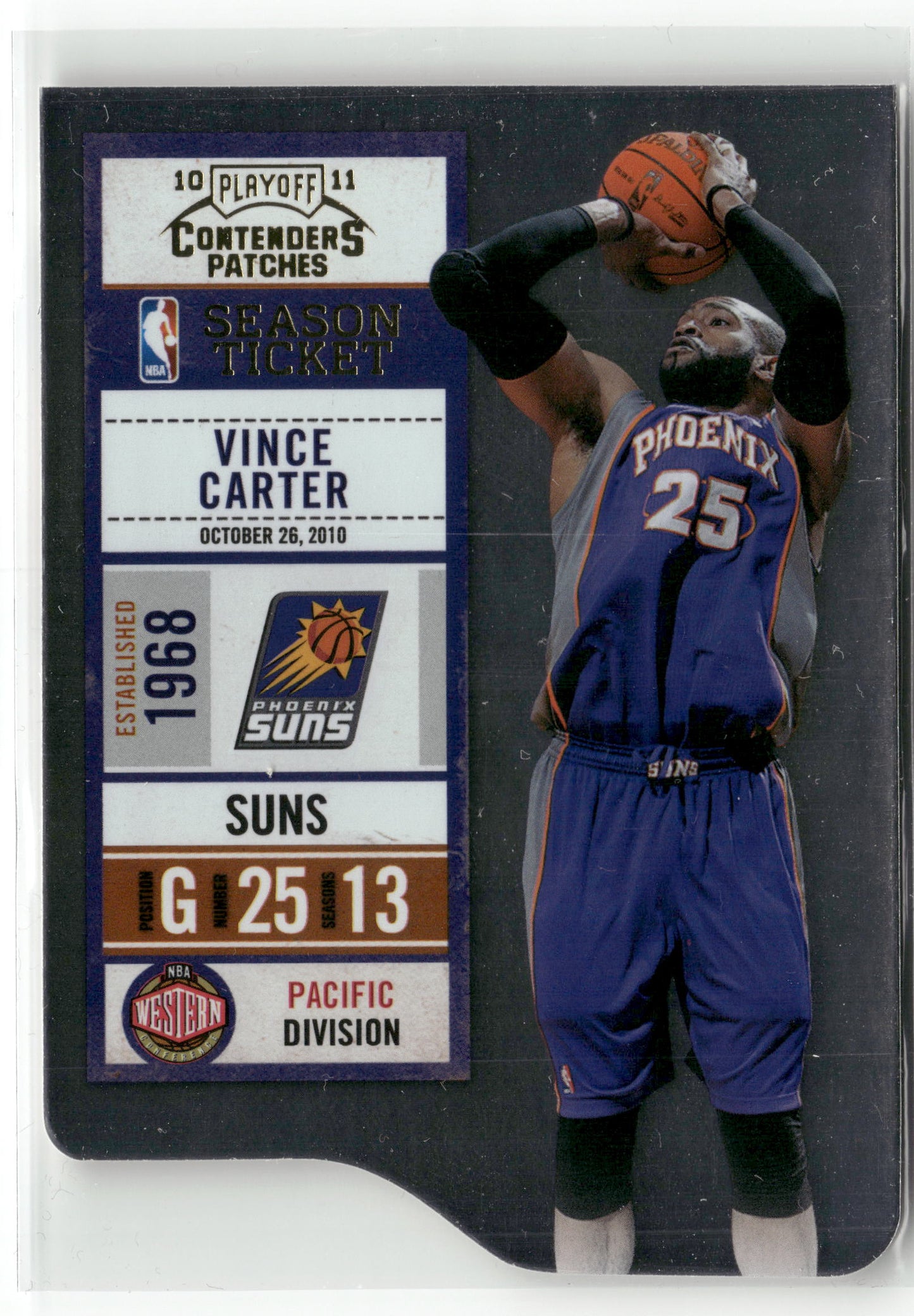 Basketball NBA Vince Carter 2010-11 Playoff Contenders Patches #96 Gold Die Cut 73/99 Phoenix Suns Trading Card Original