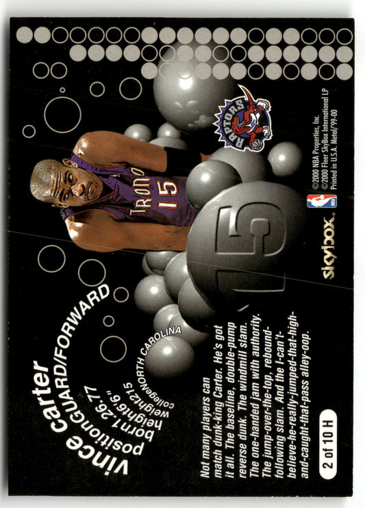 Basketball NBA Vince Carter 1999-2000 Fleer SkyBox Metal #2 of 10 H Heavy Metal Toronto Raptors Trading Card Original