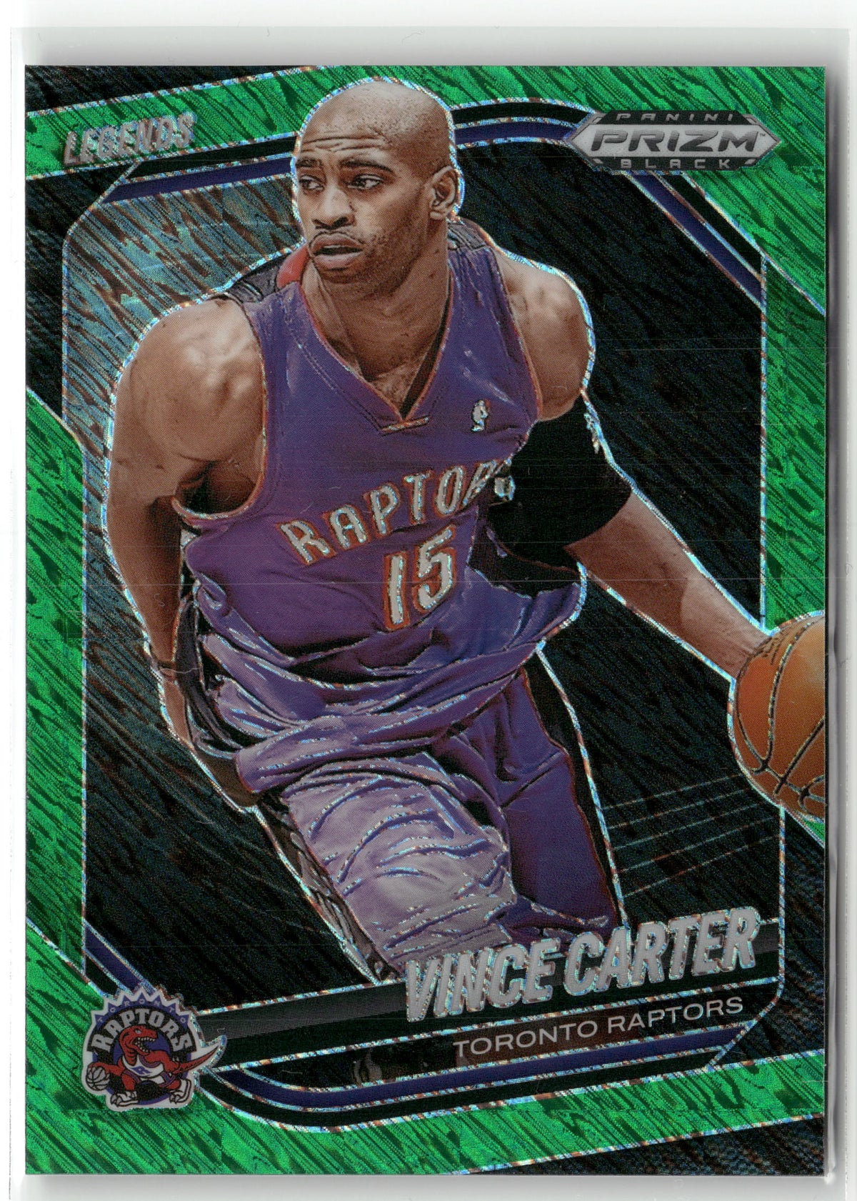 Basketball NBA Vince Carter 2024-25 Panini Prizm Black Basketball #278 Green Shimmer Prizm 2/7 Toronto Raptors Trading Card Original