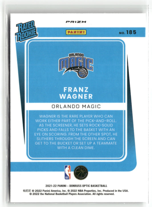 Basketball NBA Franz Wagner 2021-22 Panini Donruss Optic Basketball #185 Orlando Magic Rookie Card RC Trading Card Original