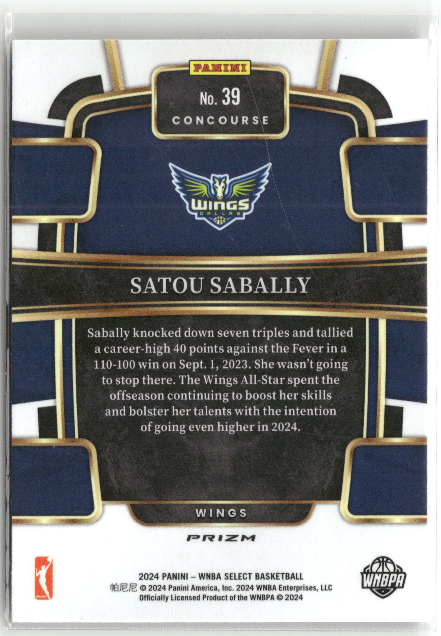 Basketball NBA Satou Sabally 2024 Panini WNBA Select Basketball #39 Dallas Wings Trading Card Original