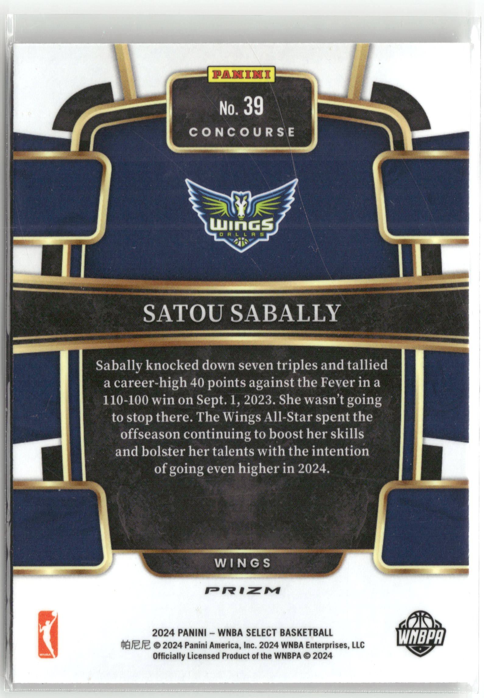 Basketball NBA Satou Sabally 2024 Panini WNBA Select Basketball #39 Dallas Wings Trading Card Original
