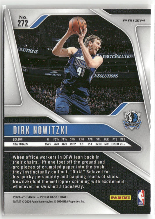 Basketball NBA Dirk Nowitzki 2024-25 Panini Prizm Basketball #272 Orange Cracked Ice Dallas Mavericks Trading Card Original