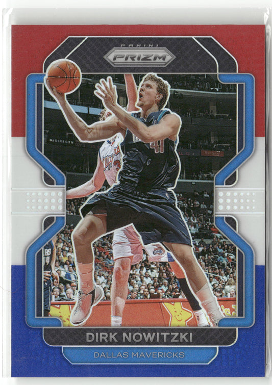 Basketball NBA Dirk Nowitzki 2021-22 Panini Prizm Basketball #289 Red White Blue Prizm Dallas Mavericks Trading Card Original