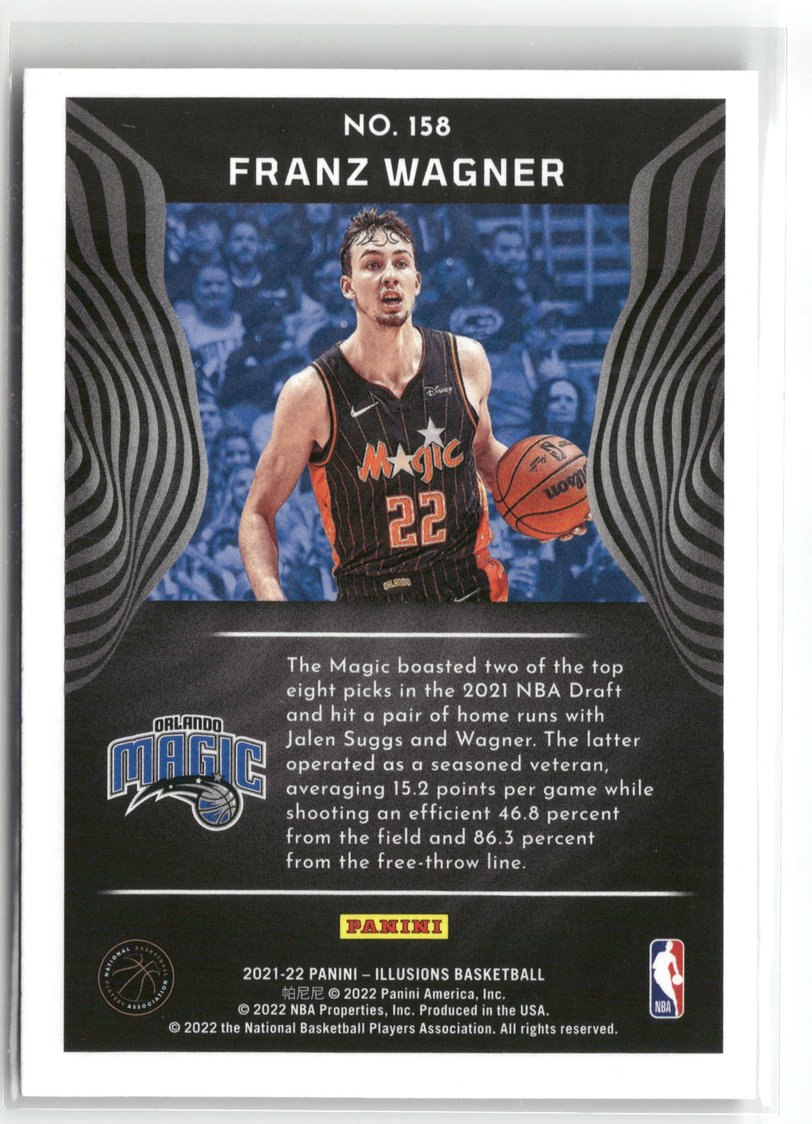 Basketball NBA Franz Wagner 2021-22 Panini Illusions Basketball #158 Orlando Magic Rookie Card RC Trading Card Original