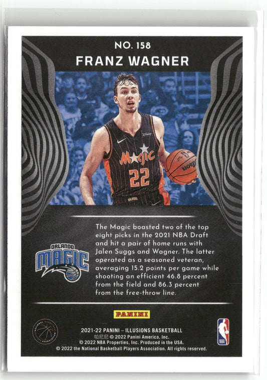 Basketball NBA Franz Wagner 2021-22 Panini Illusions Basketball #158 Orlando Magic Rookie Card RC Trading Card Original