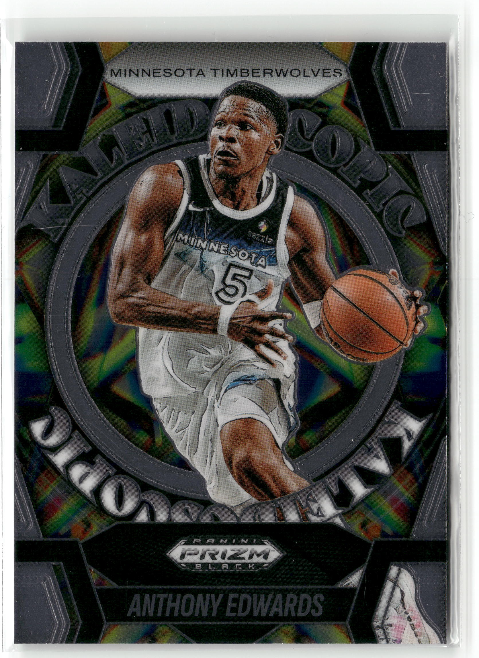Basketball NBA Anthony Edwards 2024-25 Panini Prizm Black Basketball #7 Kaleidoscopic Minnesota Timberwolves Trading Card Original