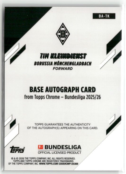 Fußball Tim Kleindienst 2025-26 Topps Chrome Bundesliga #BA-TK Black Wave Auto 07/10 Borussia Mönchengladbach Trading Card Original