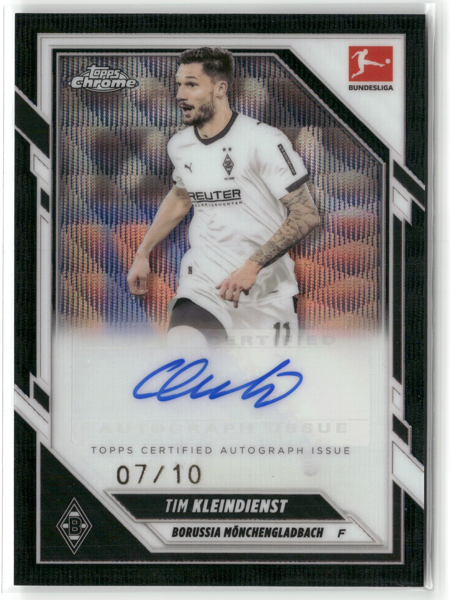 Fußball Tim Kleindienst 2025-26 Topps Chrome Bundesliga #BA-TK Black Wave Auto 07/10 Borussia Mönchengladbach Trading Card Original