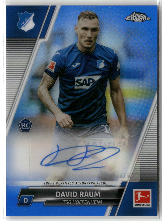 Fußball David Raum 2021-22 Topps Chrome Bundesliga #BCA-DR True Blue Rookie Auto Color Match /299 TSG Hoffenheim Rookie Card RC Trading Card Original