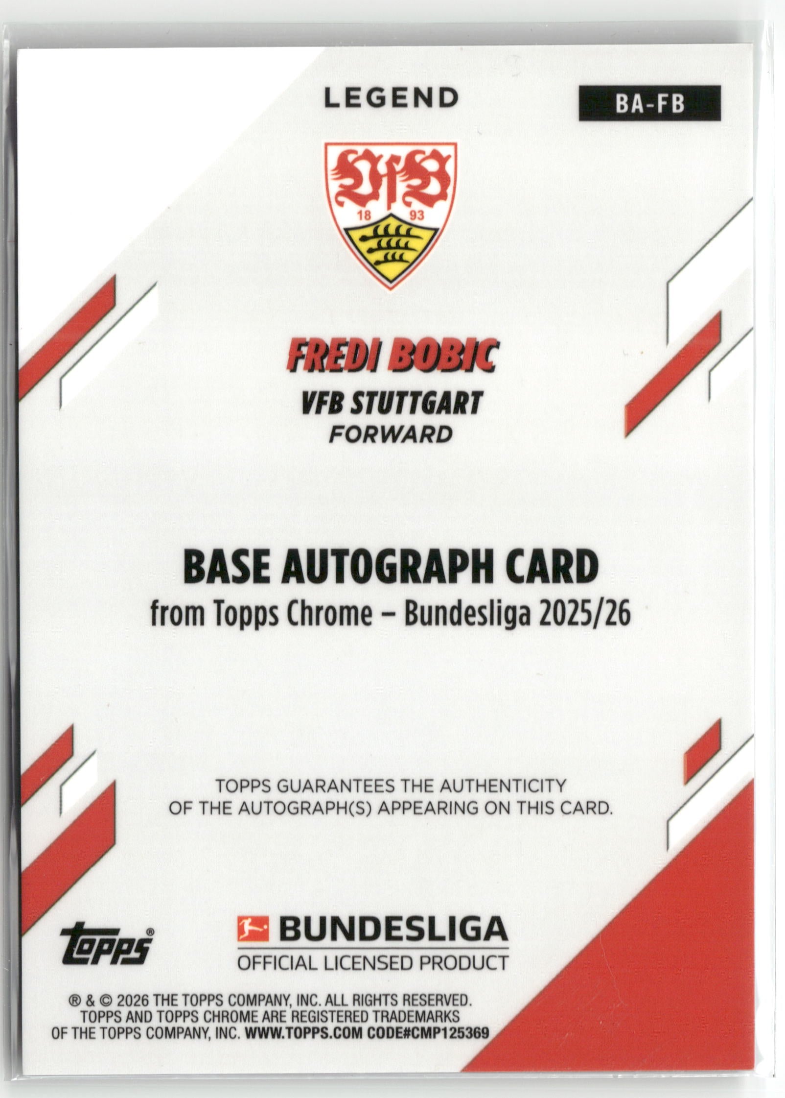 Fußball Fredi Bobic 2025-26 Topps Chrome Bundesliga #BA-FB True Black Auto First Of The Line 01/10 VFB Stuttgart Trading Card Original