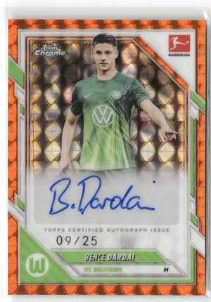 Fußball Bence Dardai 2025-26 Topps Chrome Bundesliga #BA-BD Orange Mini-Diamond Refractor Auto /25 VFL Wolfsburg Trading Card Original