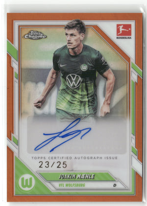 Fußball Joakim Maehle 2025-26 Topps Chrome Bundesliga #BA-JMA True Orange Auto /25 VFL Wolfsburg Trading Card Original