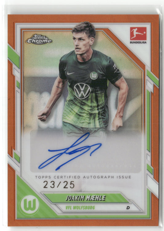 Fußball Joakim Maehle 2025-26 Topps Chrome Bundesliga #BA-JMA True Orange Auto /25 VFL Wolfsburg Trading Card Original