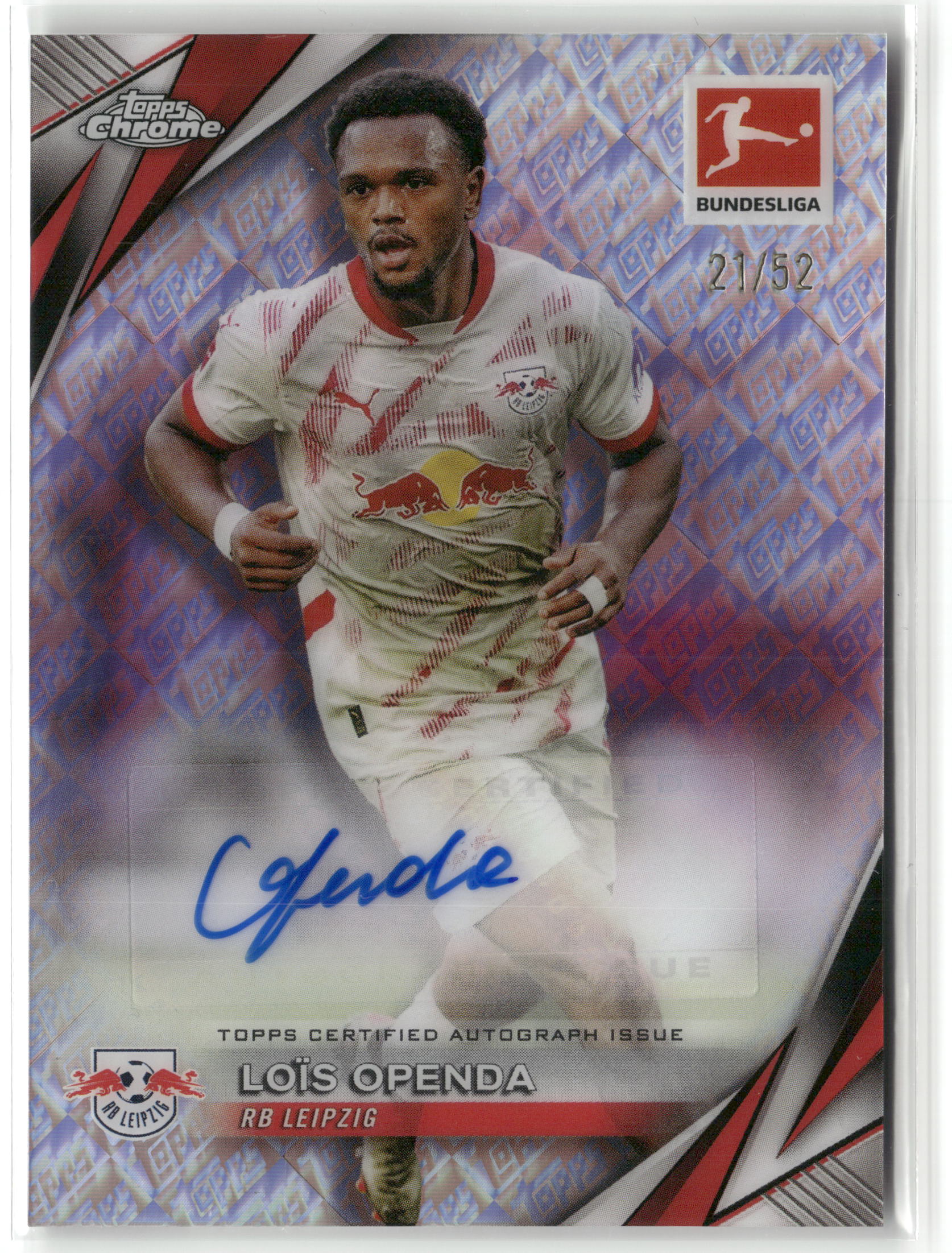 Fußball Loïs Openda 2024-25 Topps Chrome Bundesliga #BA-LO Toppsfractor Auto /52 RB Leipzig Trading Card Original