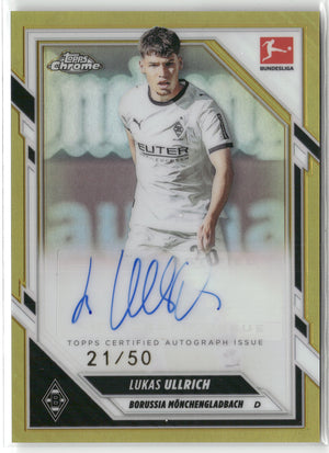 Fußball Lukas Ullrich 2025-26 Topps Chrome Bundesliga #BA-LU True Gold Auto 21/50 Borussia Mönchengladbach Trading Card Original