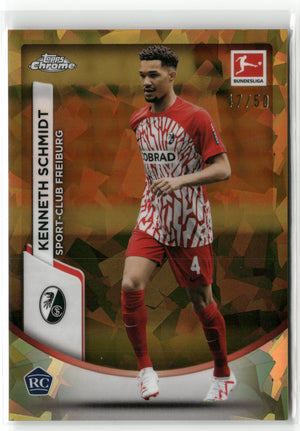 Fußball Kenneth Schmidt 2023-24 Topps Chrome Bundesliga #38 Sport-Club Freiburg Rookie Card RC Trading Card Original
