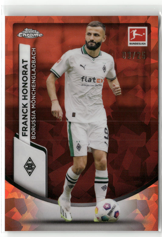 Fußball Franck Honorat 2023-24 Topps Chrome Bundesliga #80 Orange Sapphire /25 Borussia Mönchengladbach Trading Card Original
