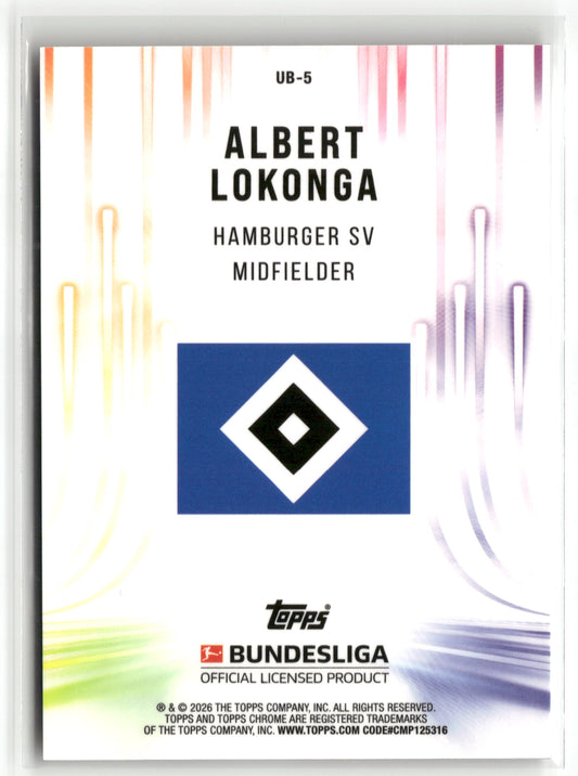 Fußball Albert Lokonga 2025-26 Topps Chrome Bundesliga #UB-5 Ultrabeam Gold /50 Hamburger SV Trading Card Original