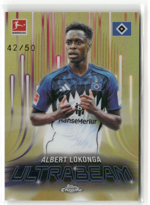 Fußball Albert Lokonga 2025-26 Topps Chrome Bundesliga #UB-5 Ultrabeam Gold /50 Hamburger SV Trading Card Original